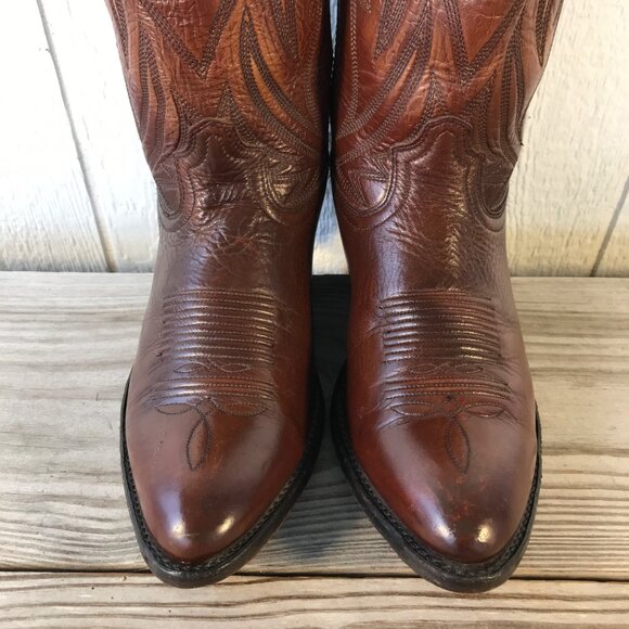 Heritage West Mens Mahogany Brown Leather Western Dress Boots 10 EE 1301 USA - Picture 4 of 13